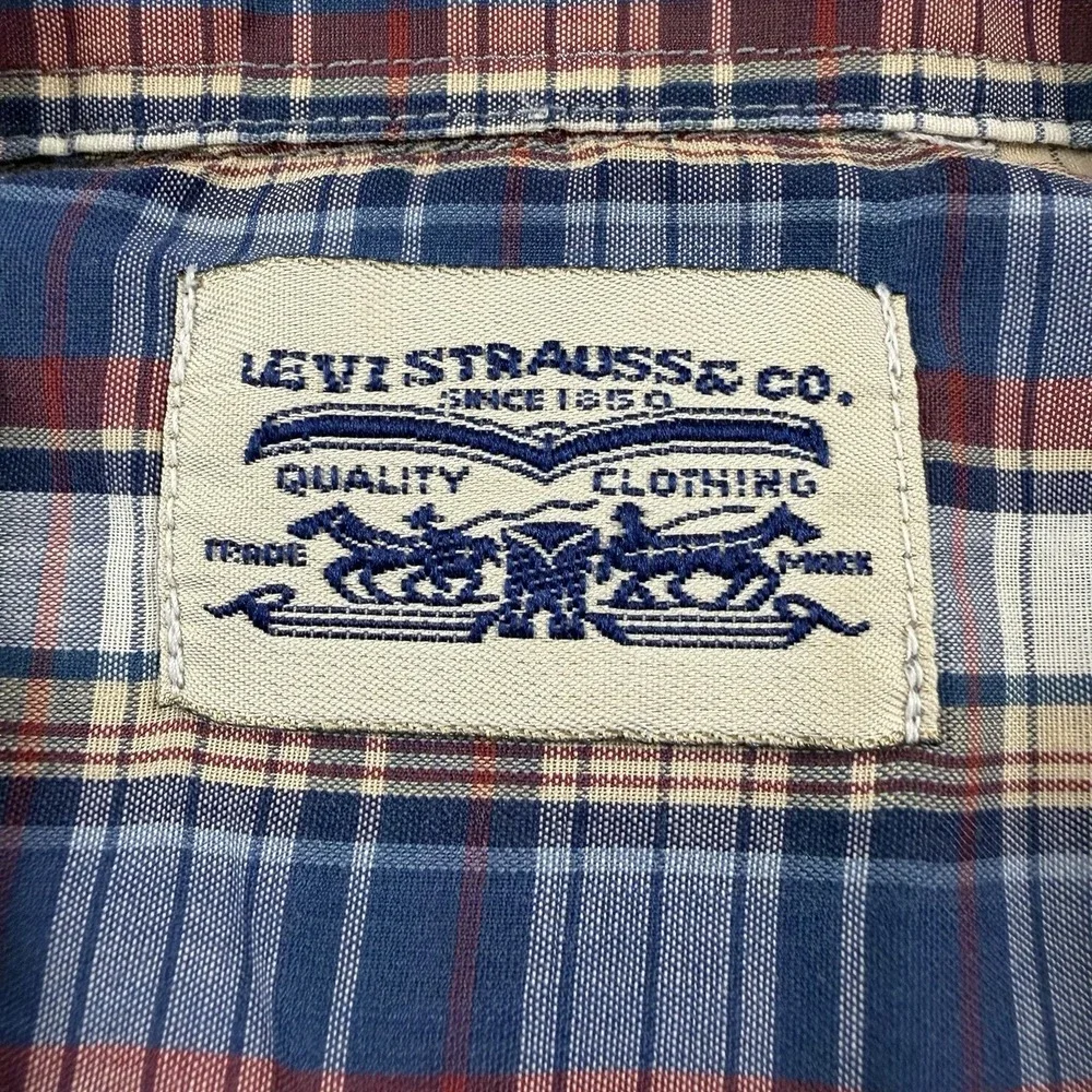 Vintage Levi's Pearl Snap Western Short Sleeve Men's Large Cowboy Cabin 90's